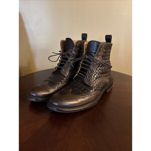 EUC MEN’S TAFT WOVEN LACE UP BOOTS BROWN SIZE 44 EU 10/10.5 US HEEL